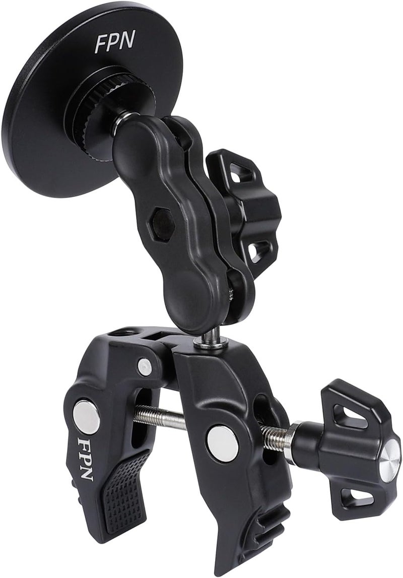FPN All-Metal Magnetic Phone Holder for Magsafe, Magnet Phone Mount with Super Clamp for Spin Bike/Microphone Stand/Cart/Railing/Handlebar/Dia 0.4-2" Rod, Compatible with iPhone 16 15 14 13 12 Series - Image 1
